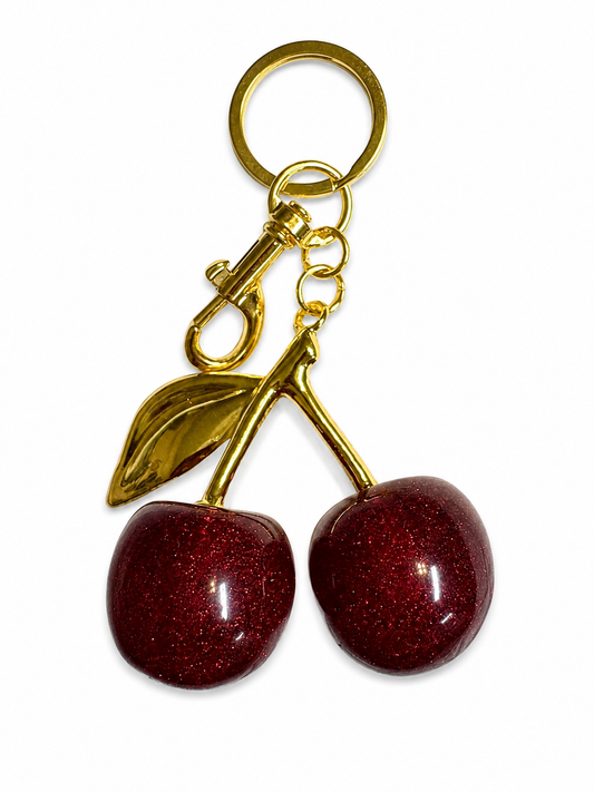 Glitter Cherry Keychain Charm